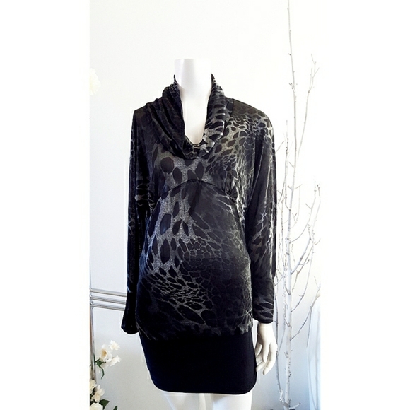 Y2K AVEX Leopard🌠Top|Silky|Cowl Neck|Drop Shoulder - Picture 7 of 8